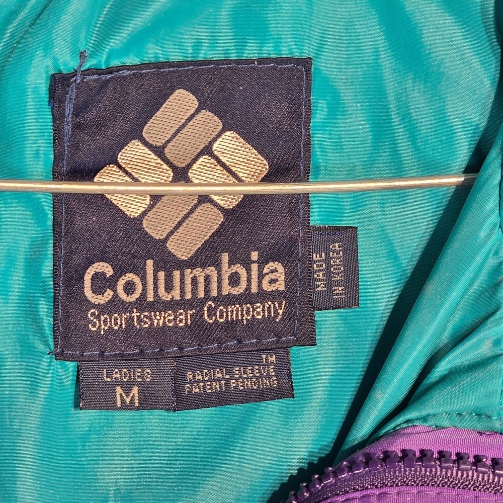 Vintage Columbia Bugaboo Jacket Womens Medium Purple Teal Colorblock 90s Shell - Picture 6 of 16